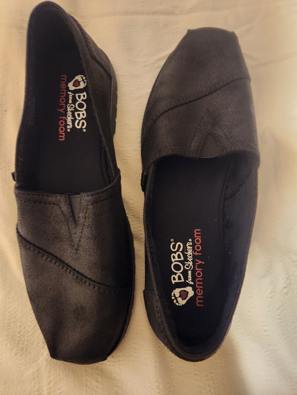 BOBS by Skechers Black Memory Foam Slip-On Shoes Sz 8.5